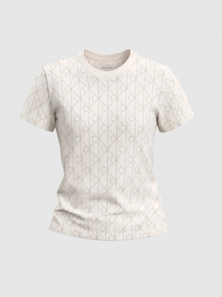 T-Shirt Calvin Klein Mulher Ss Classic Seasonal Aop Tee