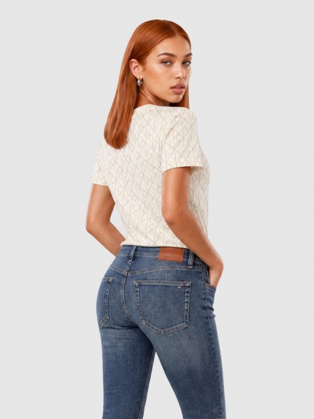 T-Shirt Calvin Klein Mulher Ss Classic Seasonal Aop Tee