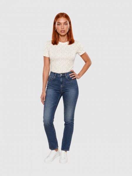 T-Shirt Calvin Klein Mulher Ss Classic Seasonal Aop Tee