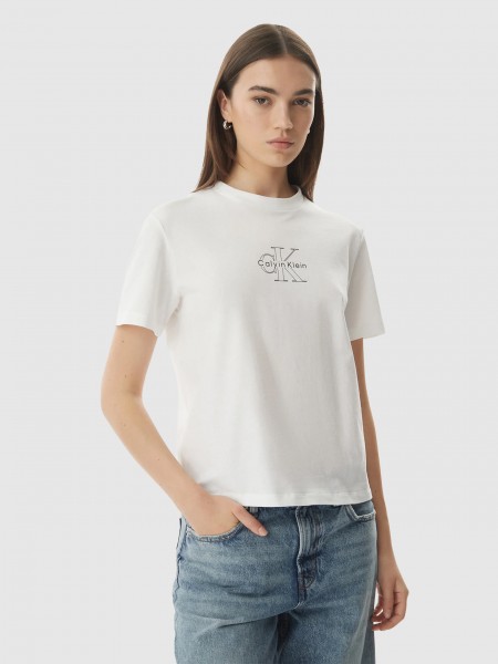 T-Shirt Calvin Klein Mulher Ss Classic Seasonal Monologo Tee