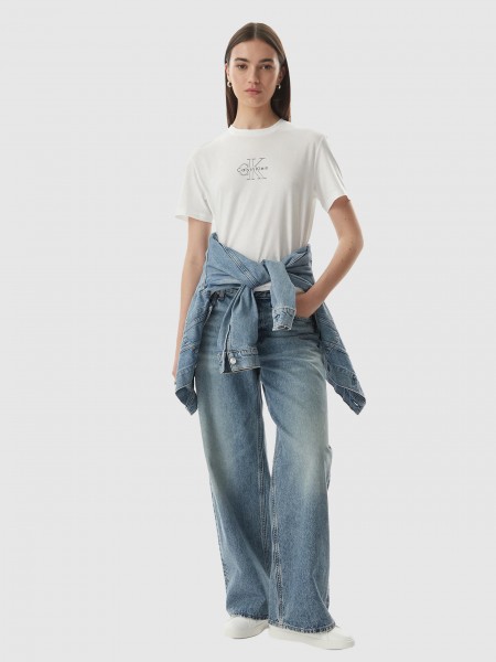 T-Shirt Calvin Klein Mulher Ss Classic Seasonal Monologo Tee