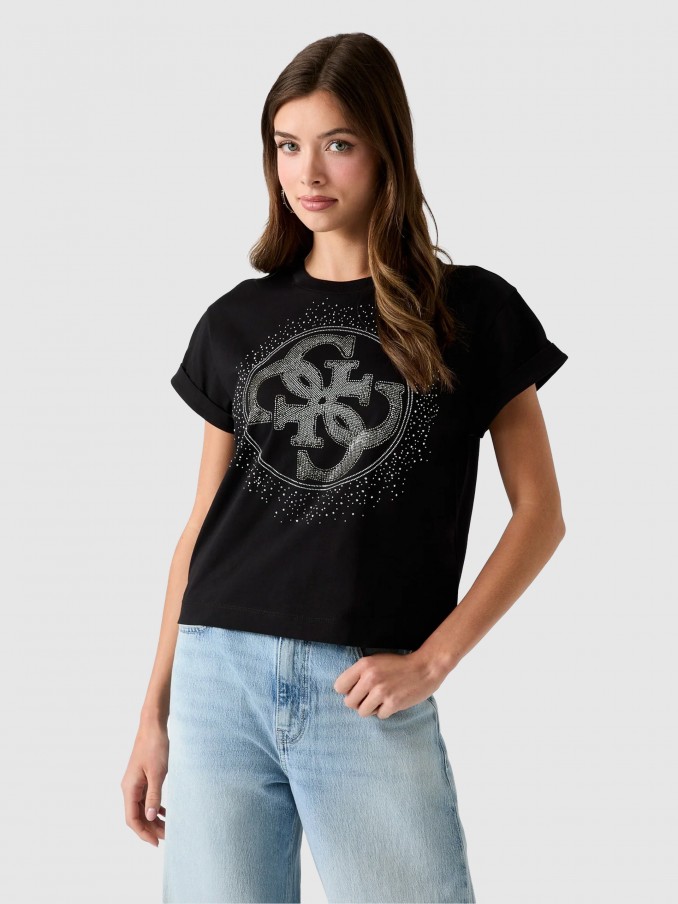 T-Shirt Guess Mulher Ss Cn Round 4G Degrade Hotfix