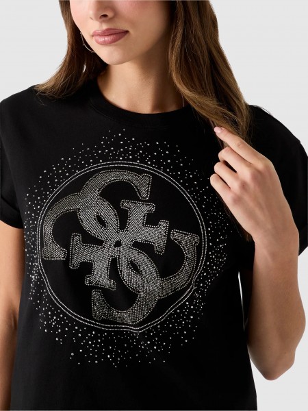 T-Shirt Guess Mulher Ss Cn Round 4G Degrade Hotfix