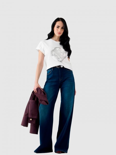 T-Shirt Guess Mulher Ss Cn Round 4G Degrade Hotfix