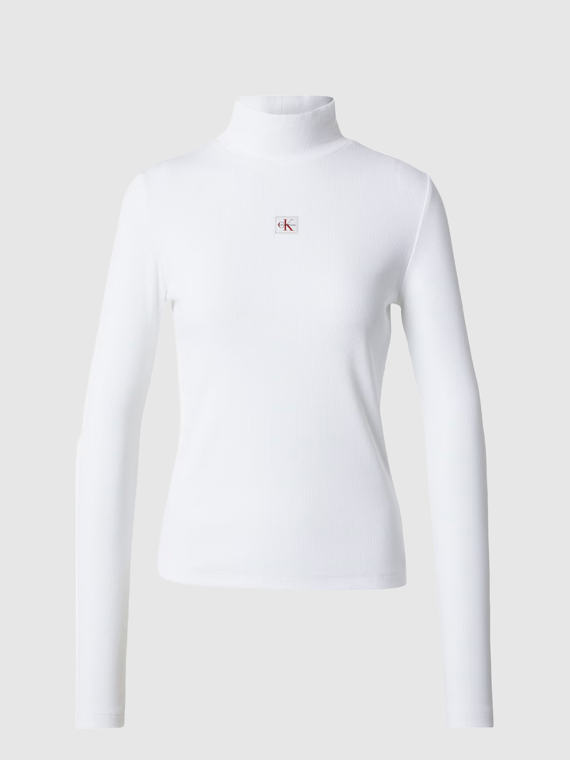 Camisola Calvin Klein Mulher Ls Woven Label 2X2 Baby Rib Turt