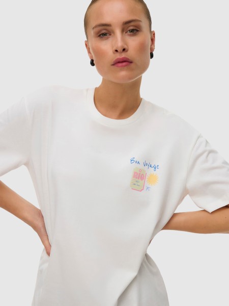 T-Shirt Vero Moda Mulher Vmninna Mia Ss Top Box Jrs