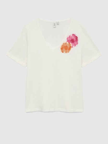 T-Shirt Vero Moda Mulher Vmjitona S/s V-Neck T-Shirt Jrs Btq