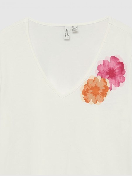 T-Shirt Vero Moda Mulher Vmjitona S/s V-Neck T-Shirt Jrs Btq