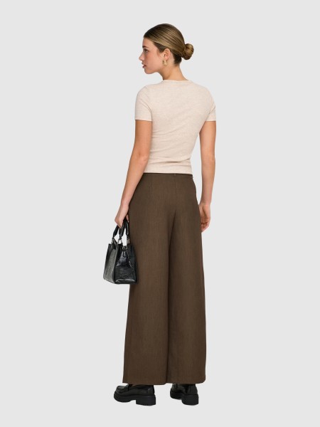 Pantalones Mujer Casta�o Oscuro Only