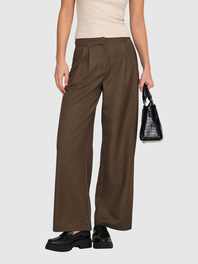 Pantalones Mujer Castaño Oscuro Only