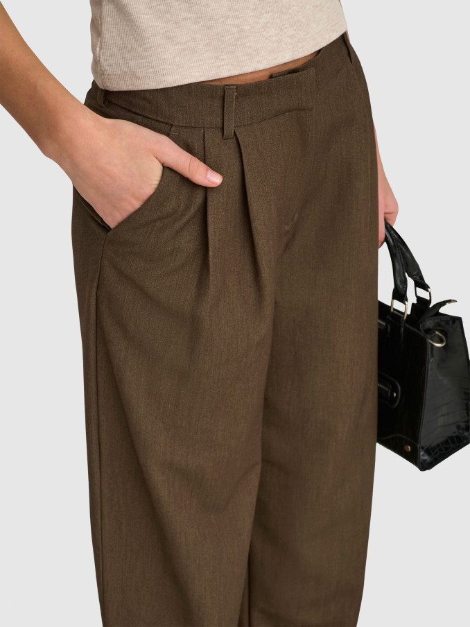 Pantalones Mujer Castaño Oscuro Only