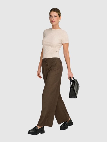 Pantalones Mujer Casta�o Oscuro Only