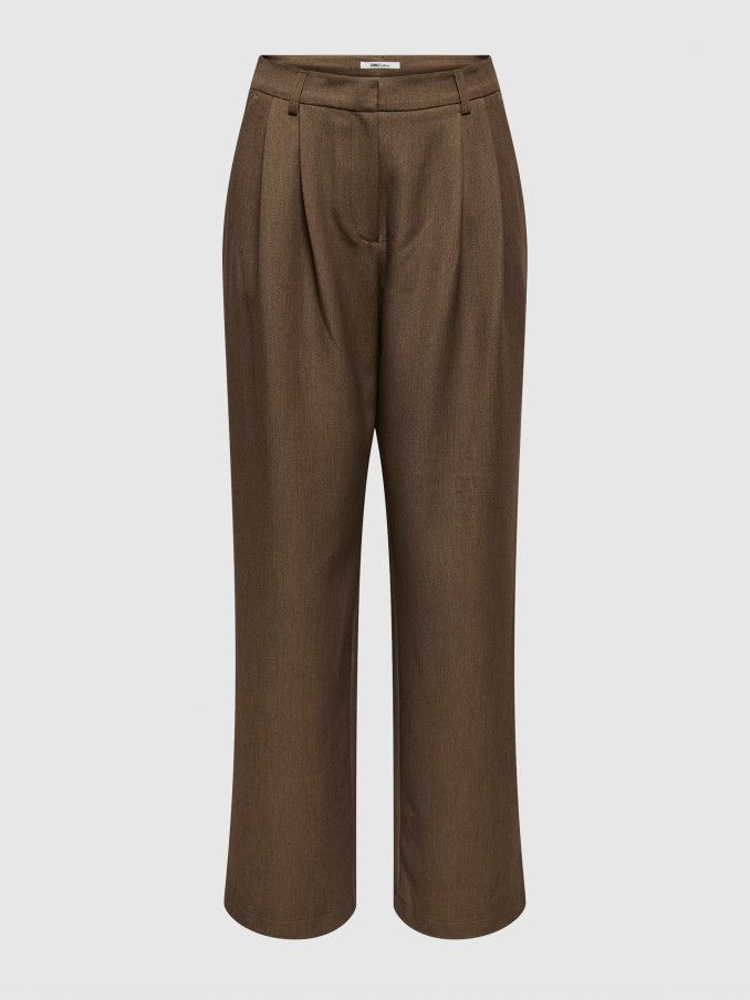 Pantalones Mujer Castaño Oscuro Only
