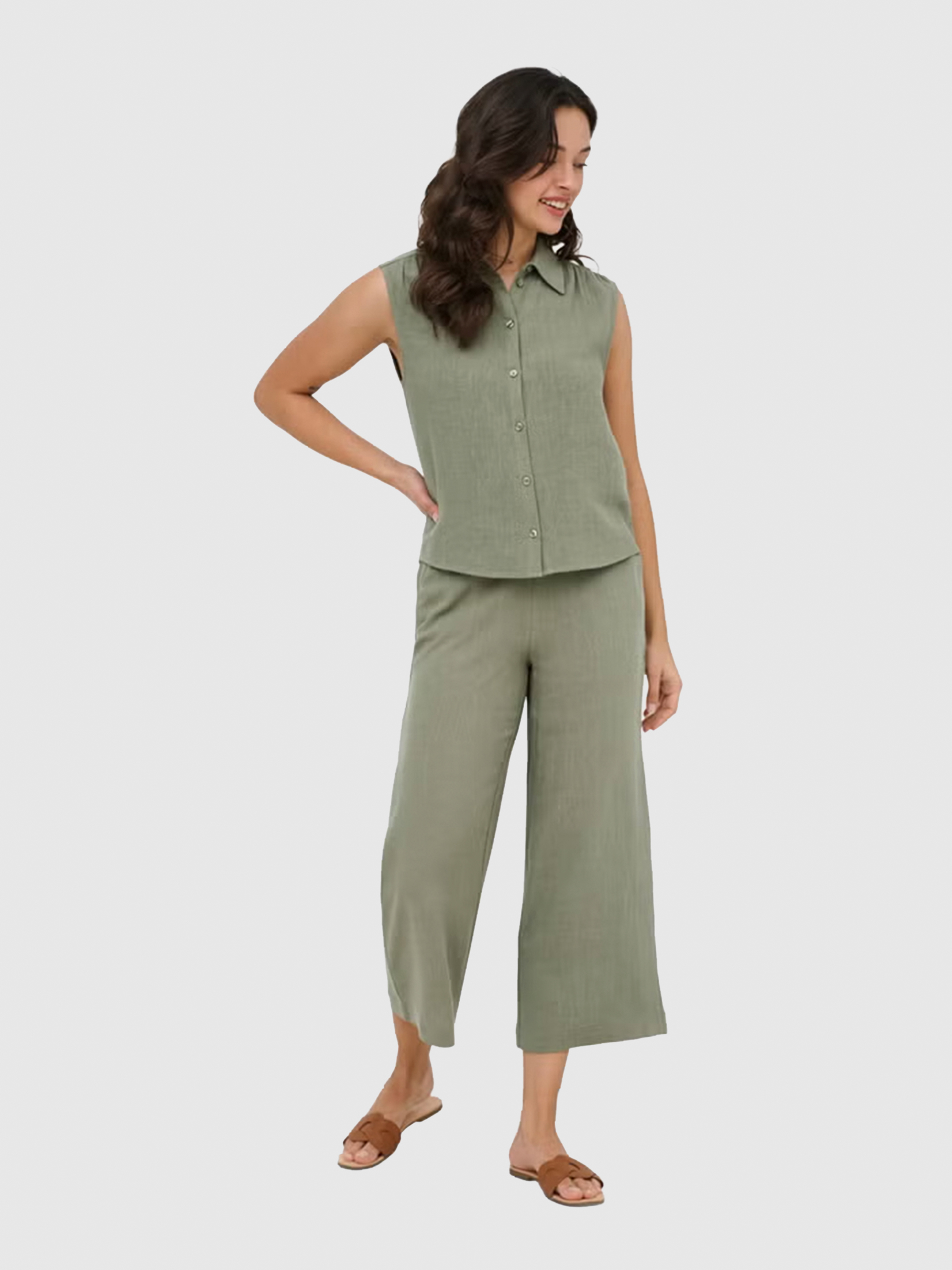 Pantalones Mujer Verde Only