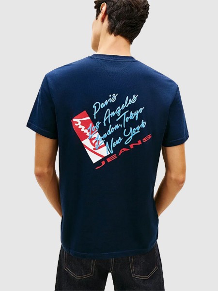 T-Shirt Tommy Jeans Homem Tjm Reg Sign Shift Ss Tee Ext