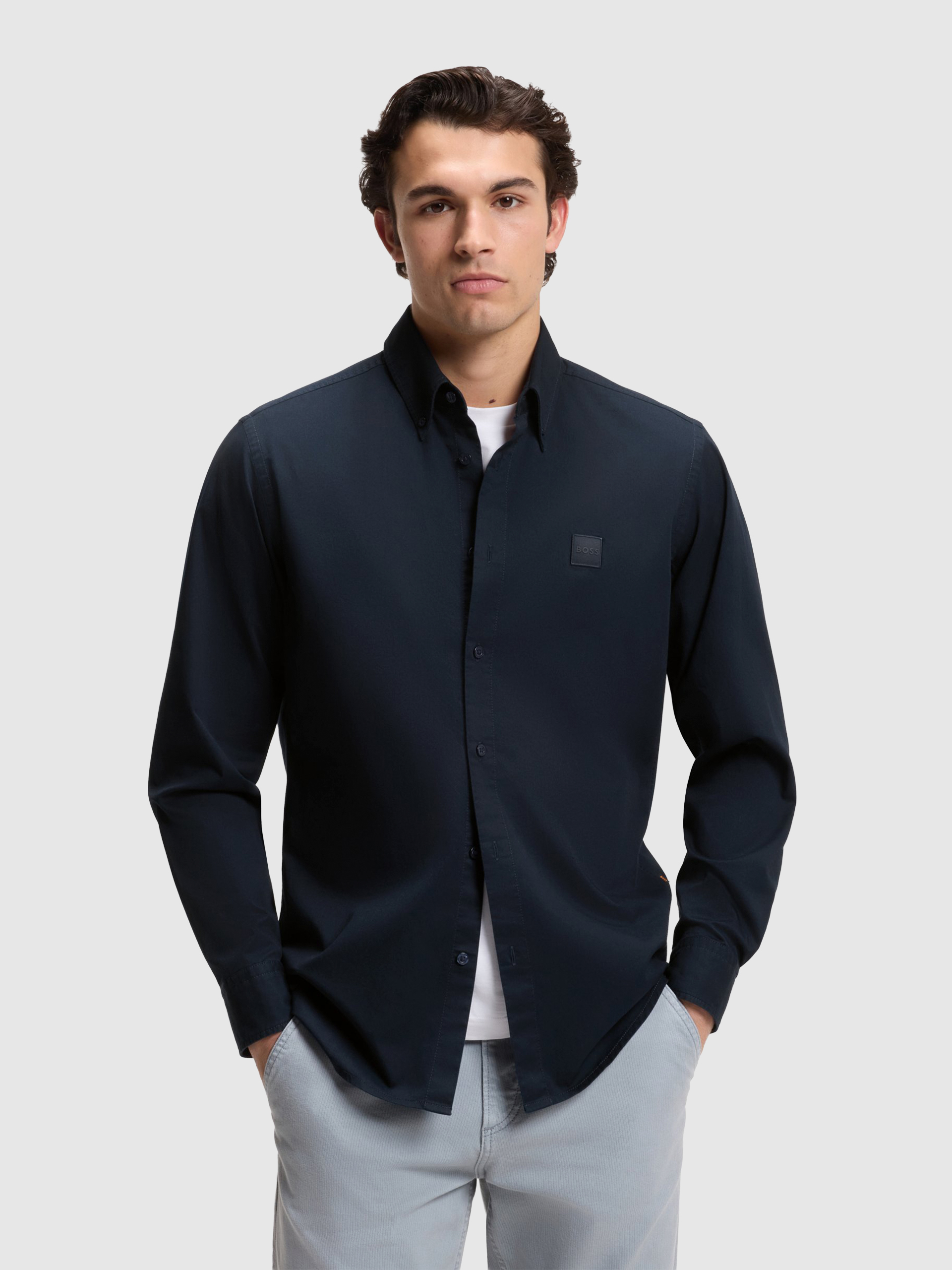 Shirt Man Navy Blue Boss