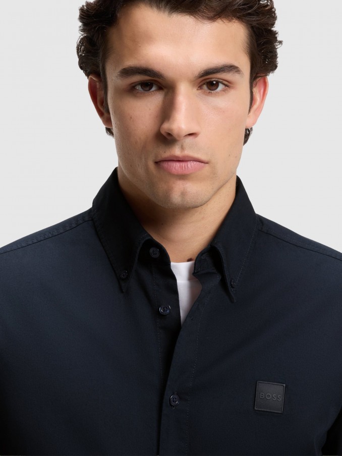 Shirt Man Navy Blue Boss