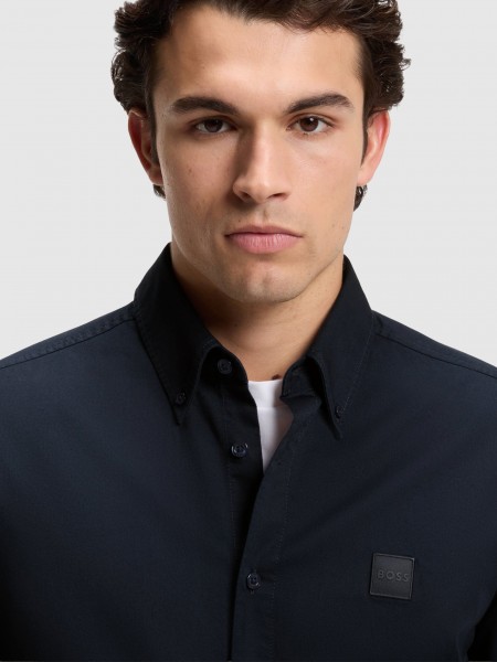 Shirt Man Navy Blue Boss