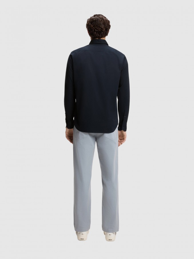 Shirt Man Navy Blue Boss