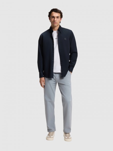 Shirt Man Navy Blue Boss