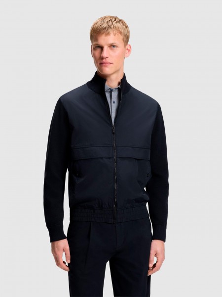 Jacket Man Navy Blue Boss