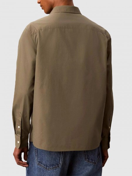 Camisa Calvin Klein Homem Ls Solid Washed Poplin Relaxed S