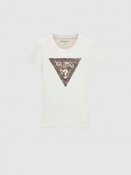 T-Shirt Guess Mulher Ss Cn Snake Triangle Tee