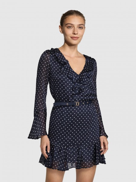 Vestido Guess Mulher Ls Emy Belted Dress