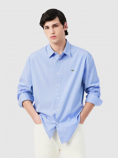 Camisa Lacoste Homem Casual Shirts Male Adult Woven