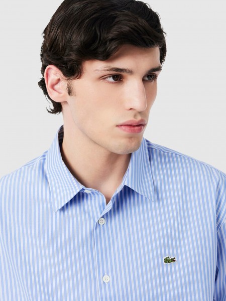 Camisa Lacoste Homem Casual Shirts Male Adult Woven