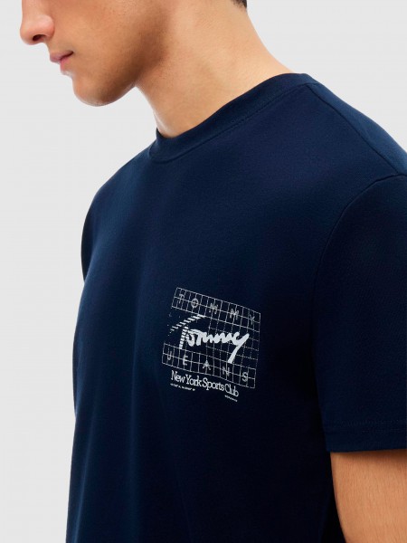 T-Shirt Tommy Jeans Homem Tjm Reg Sign Flag Ss Tee Ext