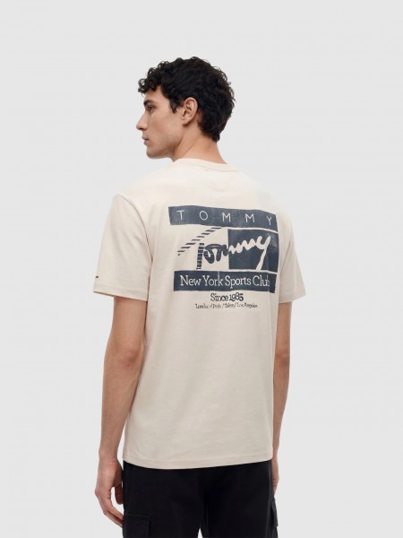 T-Shirt Tommy Jeans Homem Tjm Reg Sign Flag Ss Tee Ext