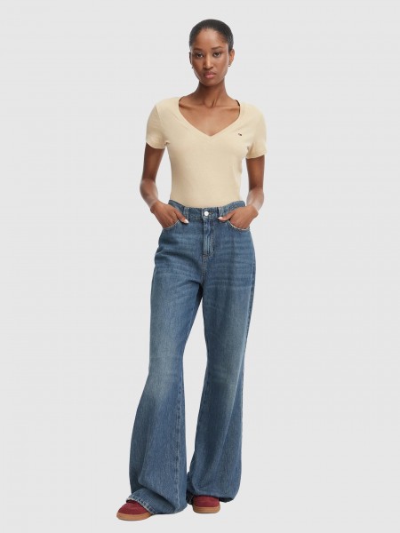 T-Shirt Tommy Jeans Mulher Tjw Slim V-Neck Tee