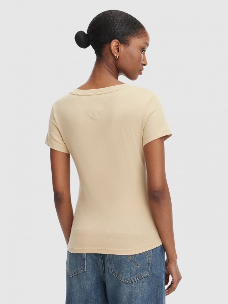 T-Shirt Tommy Jeans Mulher Tjw Slim V-Neck Tee
