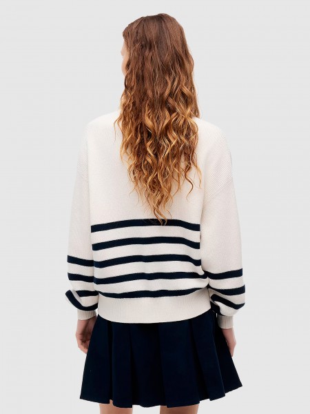 Camisola Tommy Jeans Mulher Tjw Stripe Quarter Zip Sweater