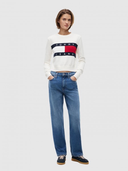 Camisola Tommy Jeans Mulher Tjw Flag Crew Neck Sweater Ext
