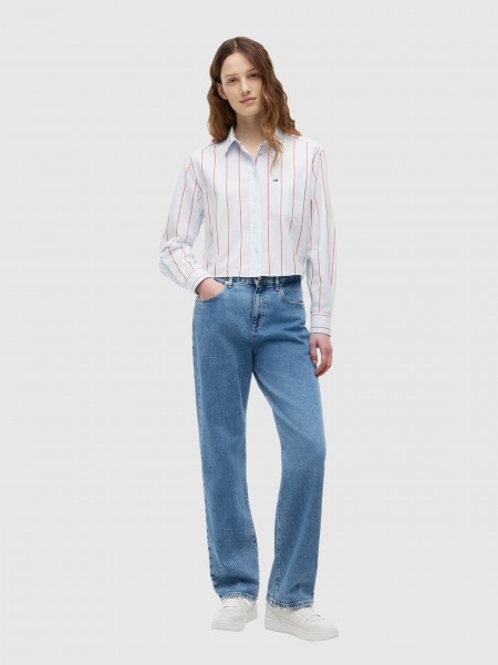 Camisa Tommy Jeans Mulher Tjw Rlx Crop Shirt