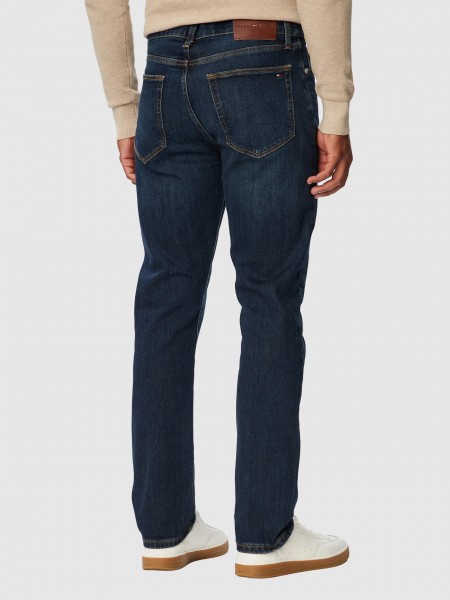 Jeans Tommy Hilfiger Homem Slim Straight Denton Tex Blue