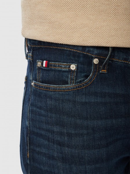 Jeans Tommy Hilfiger Homem Slim Straight Denton Tex Blue