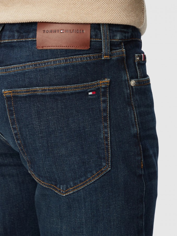 Jeans Tommy Hilfiger Homem Slim Straight Denton Tex Blue