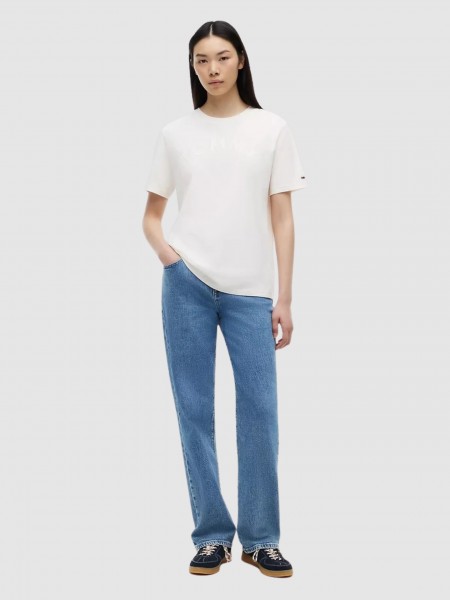 T-Shirt Woman Cream Tommy Jeans T-Shirt Woman Cream Tommy Jeans