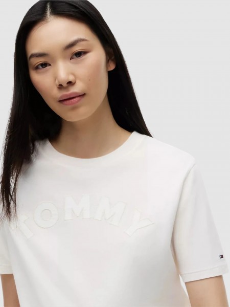 T-Shirt Woman Cream Tommy Jeans T-Shirt Woman Cream Tommy Jeans