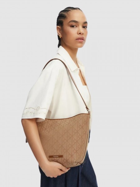 Mala Calvin Klein Mulher Emblem Aop Jacquard Bucket
