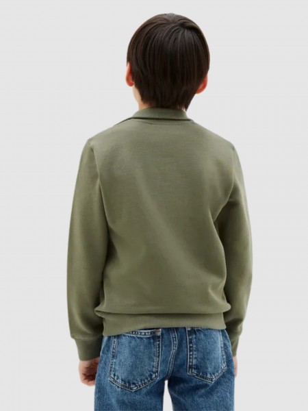 Sweatshirt Calvin Klein Menino Terry Ck Woven Label Half Zip
