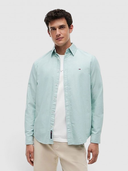 Shirt Man Light Green Tommy Jeans Shirt Man Light Green Tommy Jeans