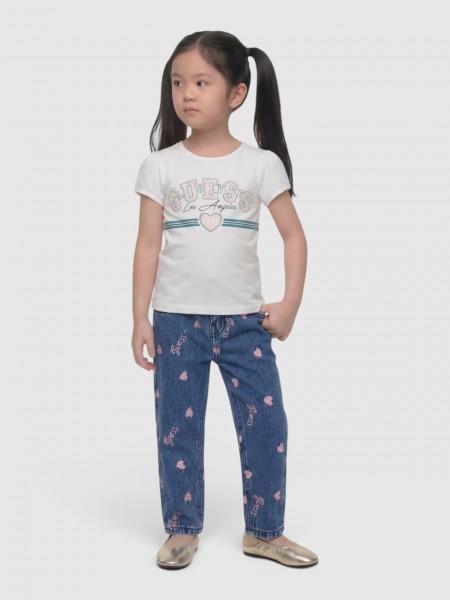 Jeans  Guess Menina Mom Fit Rigid Denim Pants W/em