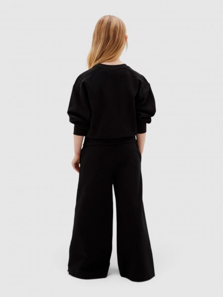 Cal�as Calvin Klein Menina Ck Logo Wide Leg Sweatpant