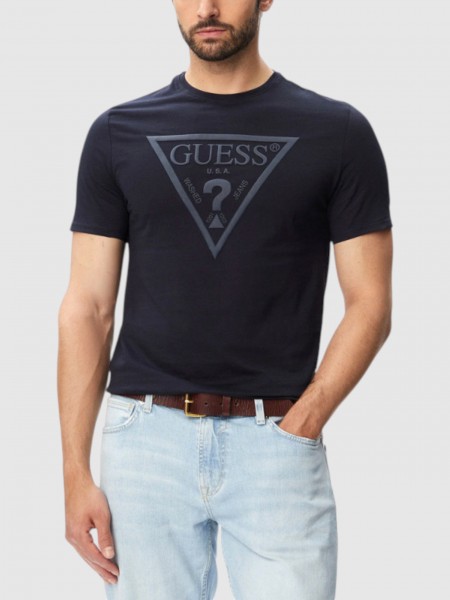 Camiseta Hombre Azul Marino Guess Camiseta Hombre Azul Marino Guess