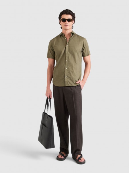 Camisa Jack & Jones Homem Jjhenry Slub Shirt Shirt Ss