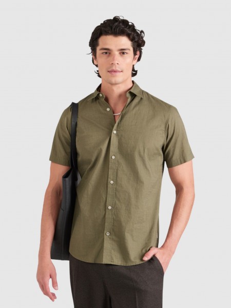 Camisa Jack & Jones Homem Jjhenry Slub Shirt Shirt Ss